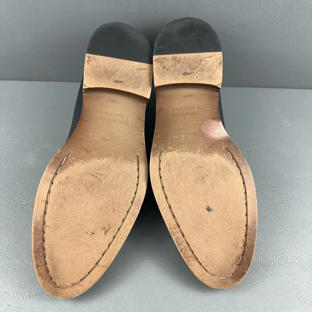 Johnston & Murphy Warner Penny Loafers Mens Sz 8.5 Navy Blue Sheepskin 20-5819